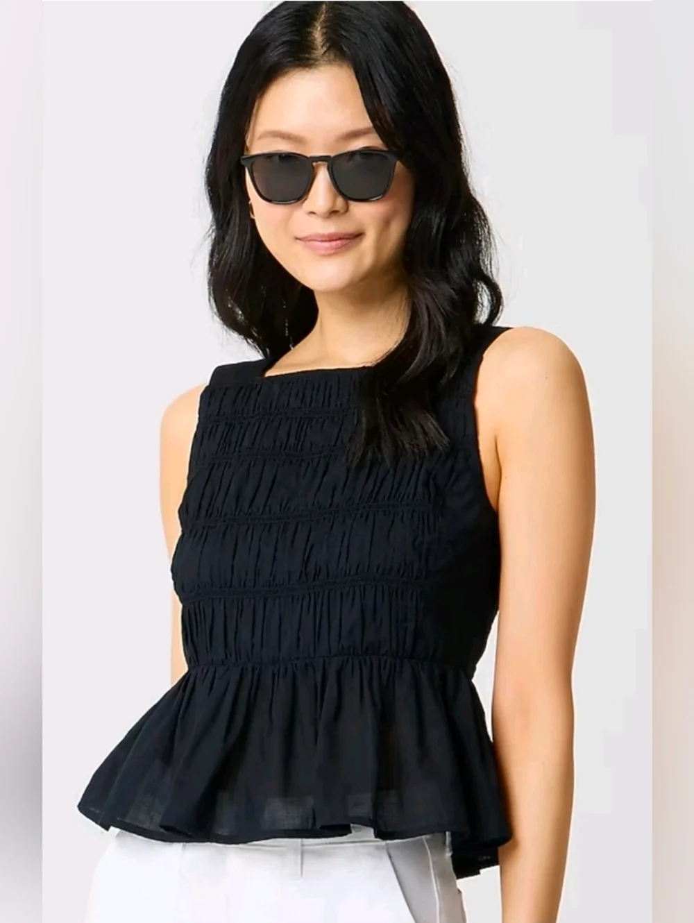 Nwt J. Crew Factory  100% Cotton Smocked Tank Top  Size 10 Black